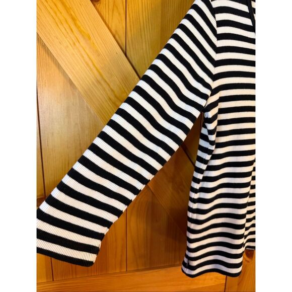 Lauren Ralph Lauren Women’s 3/4 Sleeve Back White Striped Shirt Size Medium (712 - Picture 4 of 6